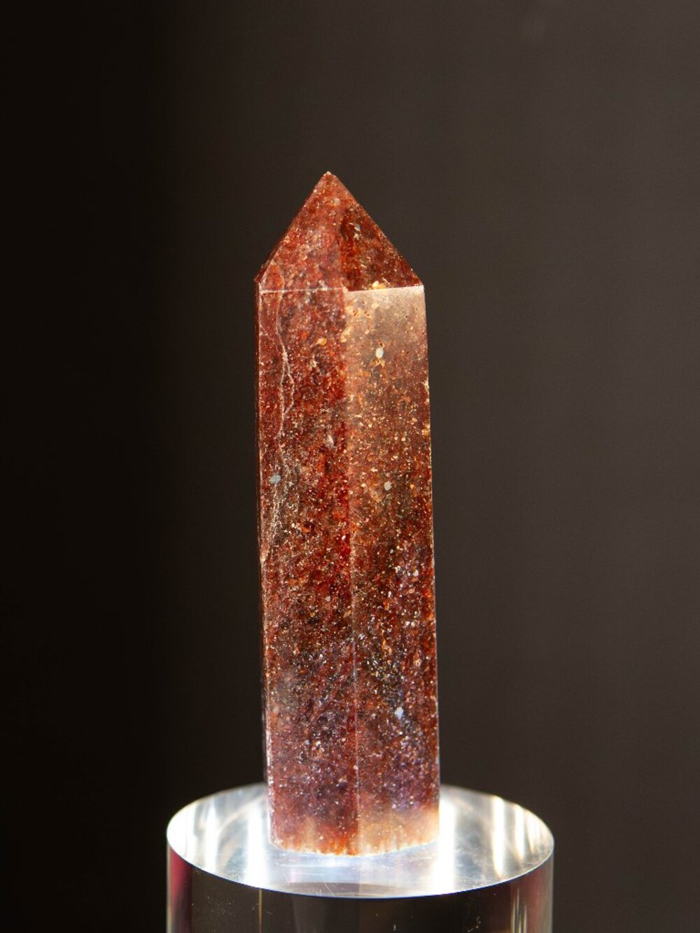 Sparkly Strawberry Quartz Crystal Tower Obelisk 3.4”
